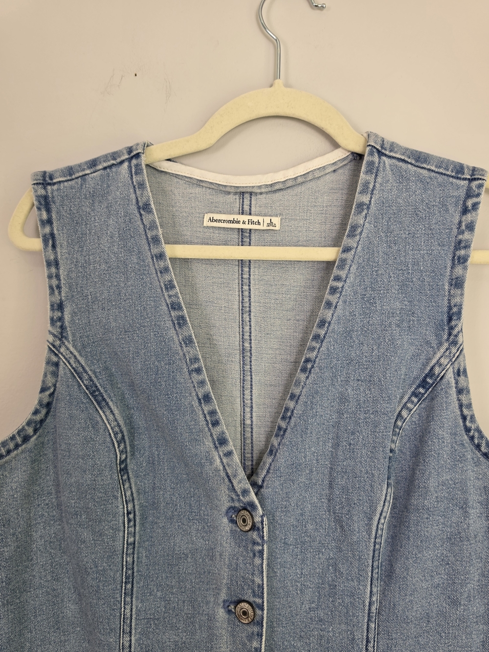 Abercrombie & Fitch The Mara Denim Vest Midi Dress Large Button Front - Picture 4 of 16